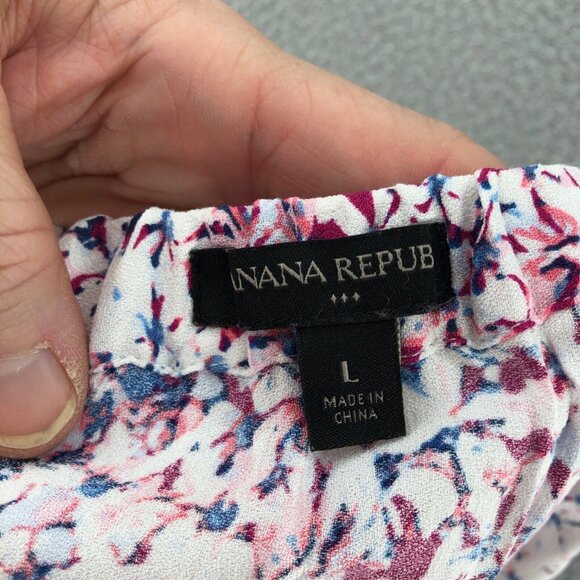 Banana Republic Skirt Womens Large Pink Floral Midi A Line Slit Pull On Flowy - Picture 5 of 9